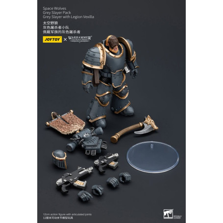 JoyToy Space Marine - Lupi Spaziali - Pacchetto Cacciatore Grigio - Cacciatore Grigio con Legione Vexilla 1/18