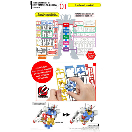 Bandai - Gunpla - Grado di ingresso - RX-78-2 1/144 - Mobile Suit Gundam