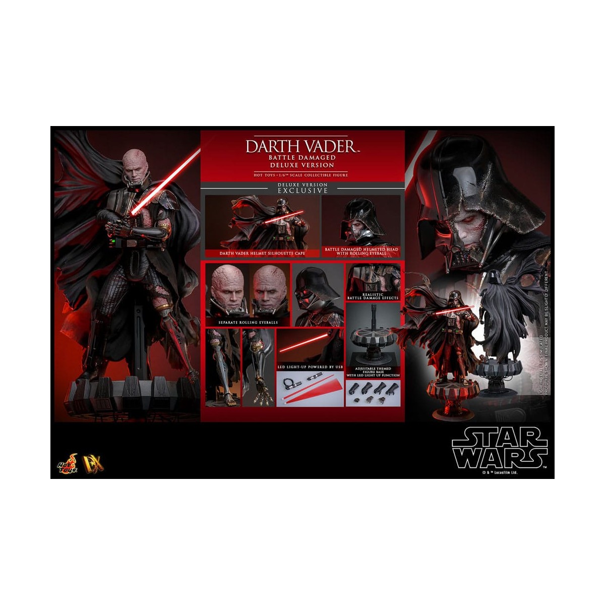 Hot toys Star Wars: Darth Vader Battaglia Danneggiata Versione Deluxe MMS 1/6