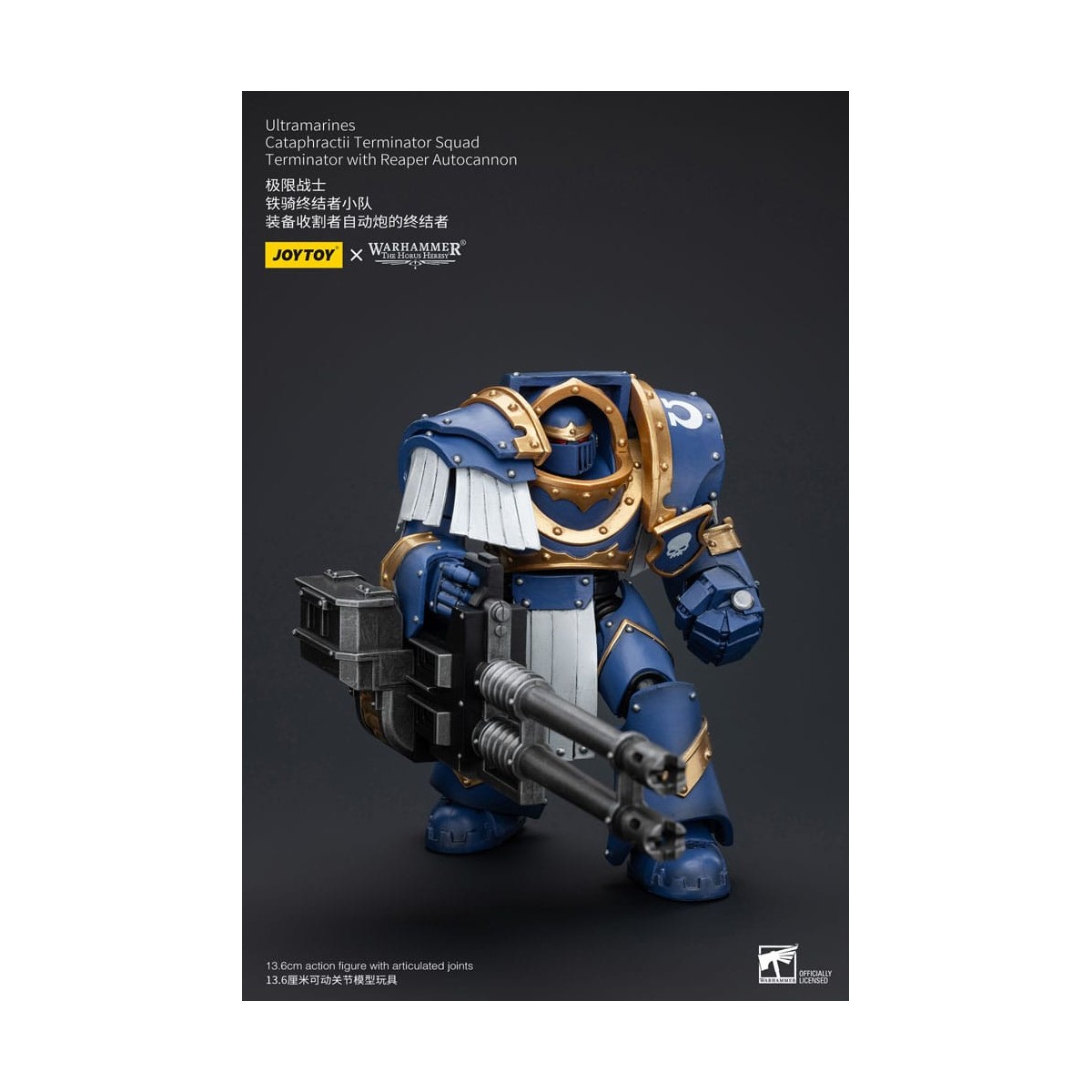 JoyToy - Space Marine - Ultramarines - Squadra Terminator Cataphractii - Terminator con autocannone Reaper 1/18
