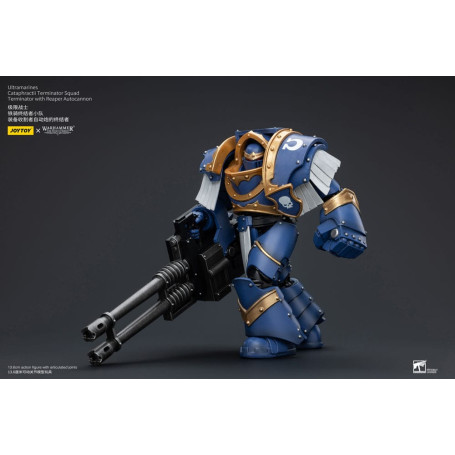 JoyToy - Space Marine - Ultramarines - Squadra Terminator Cataphractii - Terminator con autocannone Reaper 1/18