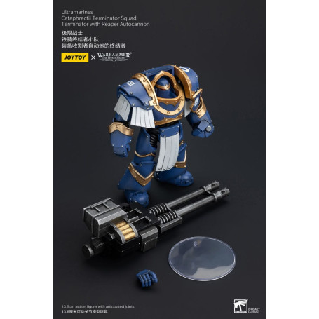 JoyToy - Space Marine - Ultramarines - Squadra Terminator Cataphractii - Terminator con autocannone Reaper 1/18