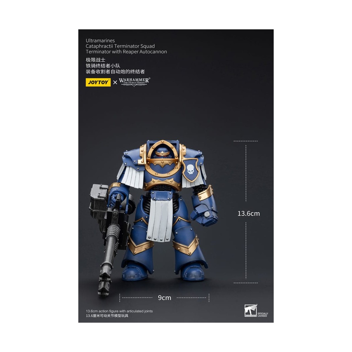 JoyToy - Space Marine - Ultramarines - Squadra Terminator Cataphractii - Terminator con autocannone Reaper 1/18