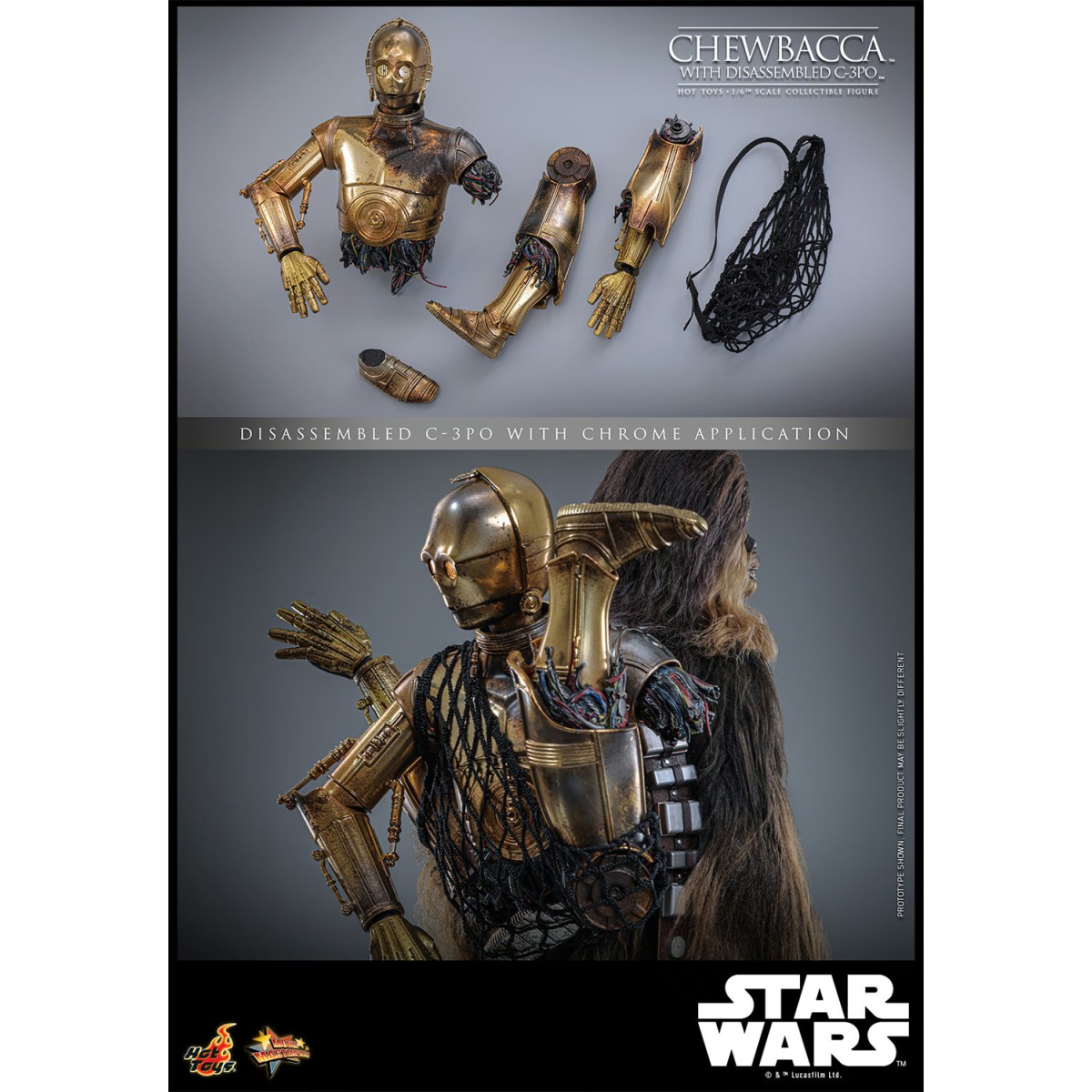 Hot toys Star Wars: Chewbacca con C-3PO smontato MMS 1/6 - L'Impero colpisce ancora