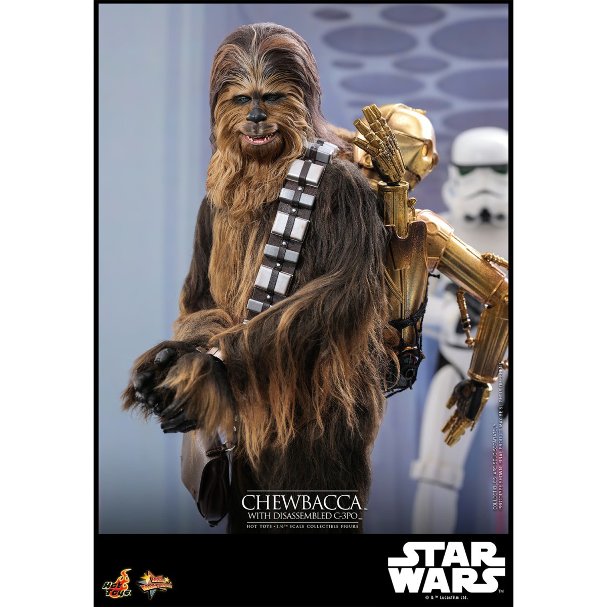 Hot toys Star Wars: Chewbacca con C-3PO smontato MMS 1/6 - L'Impero colpisce ancora