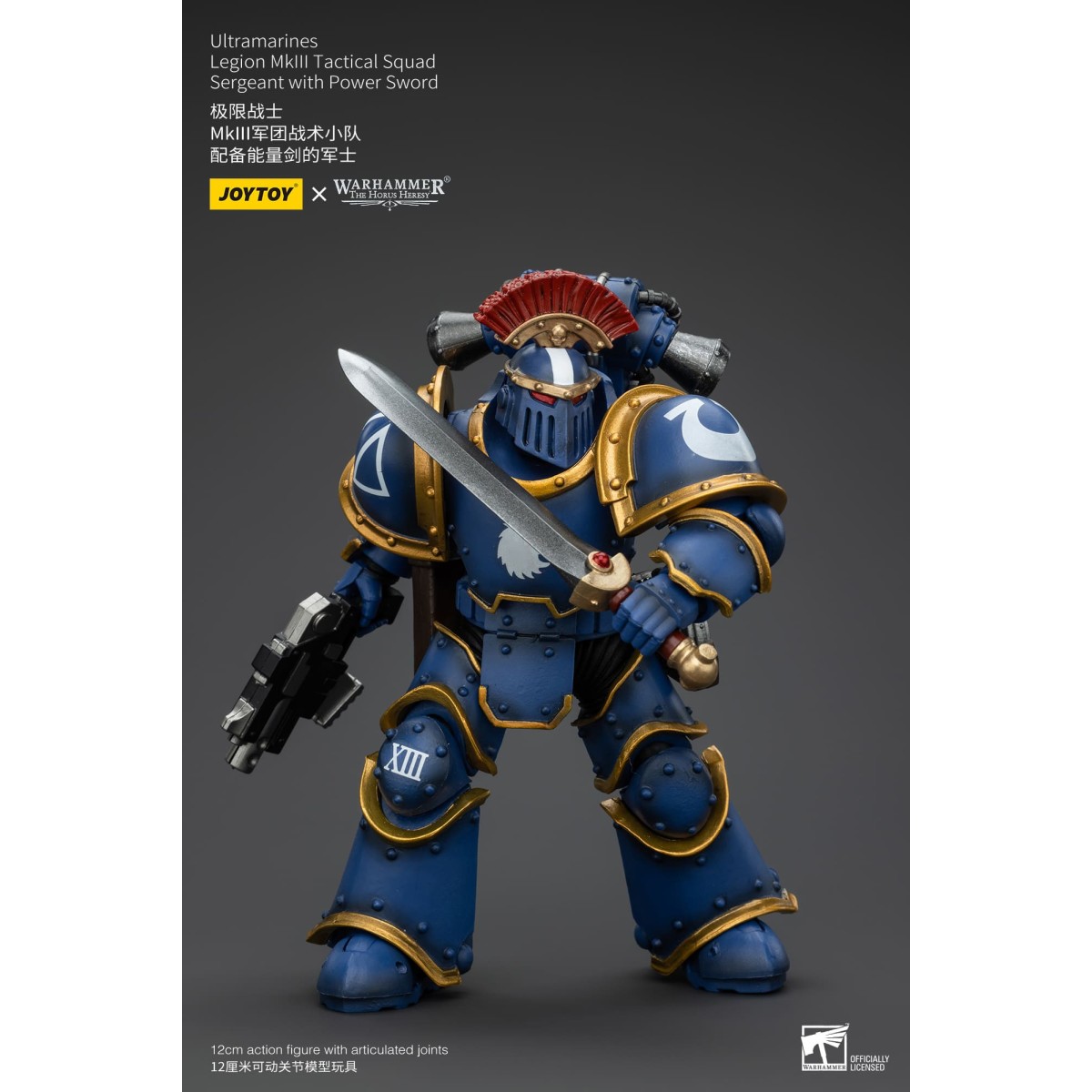 JoyToy - Ultramarines - Sergente della squadra tattica della Legione MKIII con spada di potere 1/18 - L'Eresia di Horus