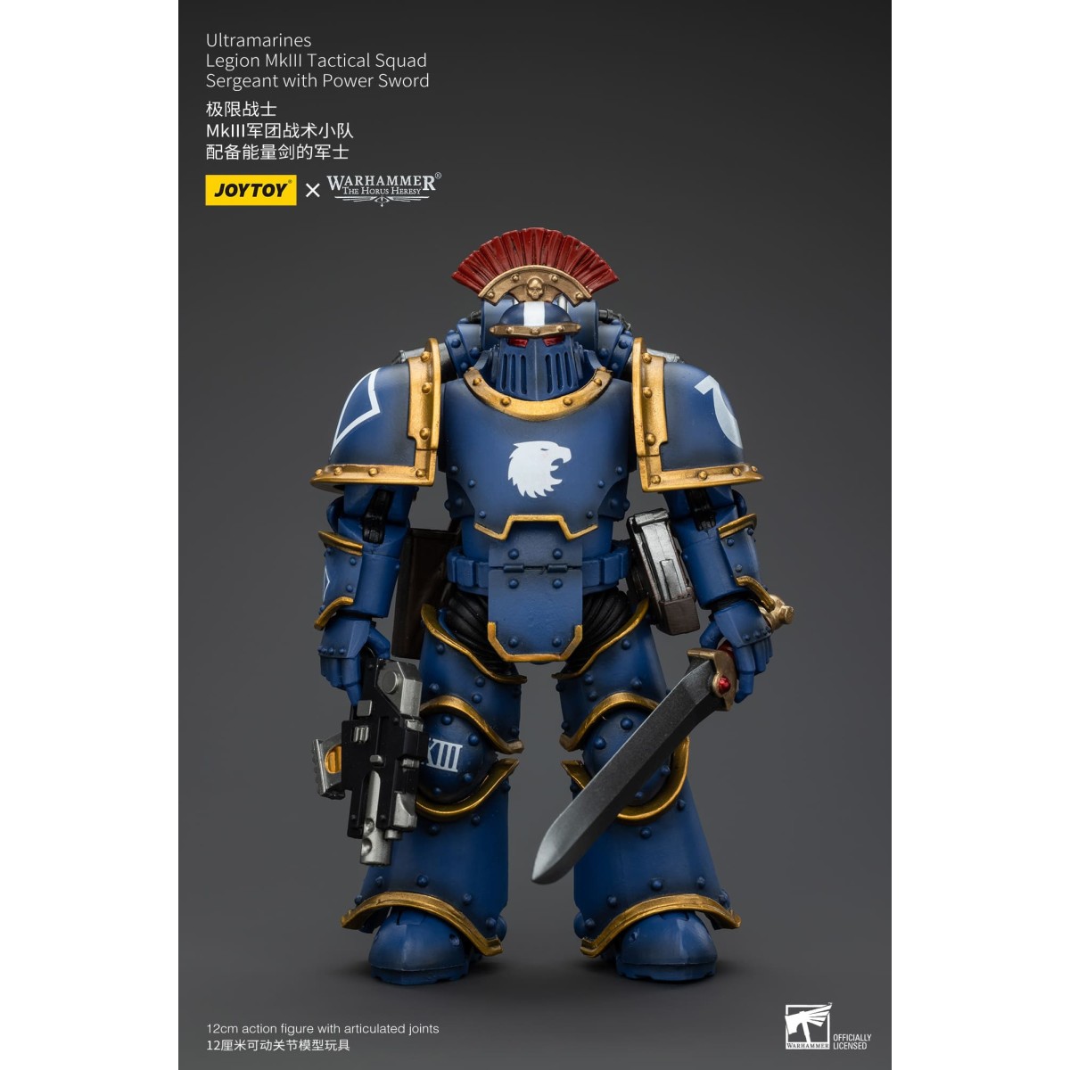 JoyToy - Ultramarines - Sergente della squadra tattica della Legione MKIII con spada di potere 1/18 - L'Eresia di Horus