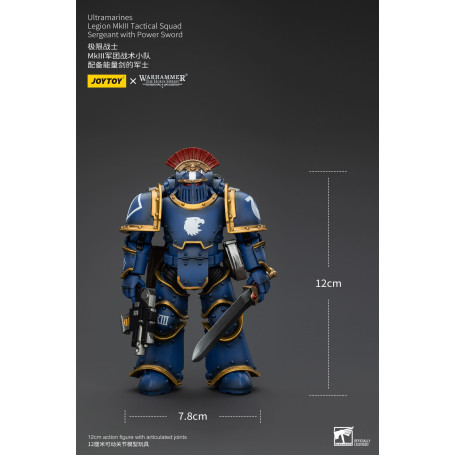 JoyToy - Ultramarines - Sergente della squadra tattica della Legione MKIII con spada di potere 1/18 - L'Eresia di Horus