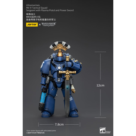 JoyToy - Ultramarines - Sergente della squadra tattica della Legione MKVI con pistola al plasma e spada elettrica 1/18