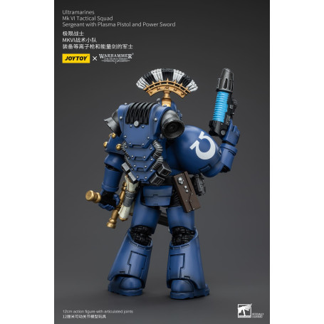 JoyToy - Ultramarines - Sergente della squadra tattica della Legione MKVI con pistola al plasma e spada elettrica 1/18