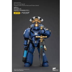 JoyToy - Ultramarines - Sergente della squadra tattica della Legione MKVI con pistola al plasma e spada elettrica 1/18