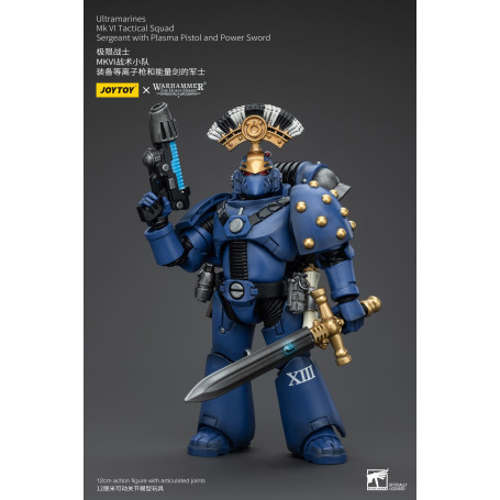 JoyToy - Ultramarines - Sergente della squadra tattica della Legione MKVI con pistola al plasma e spada elettrica 1/18