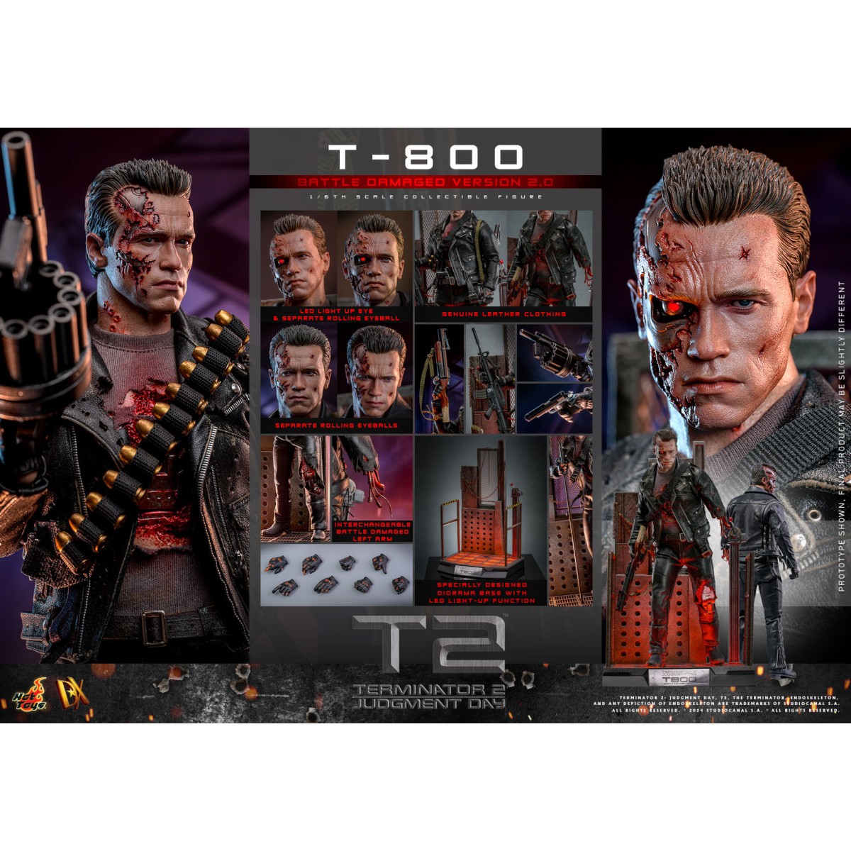 Hot Toys - Terminator 2: Il giorno del giudizio MMS 1/6 - T-800 danneggiato dalla battaglia V2.0