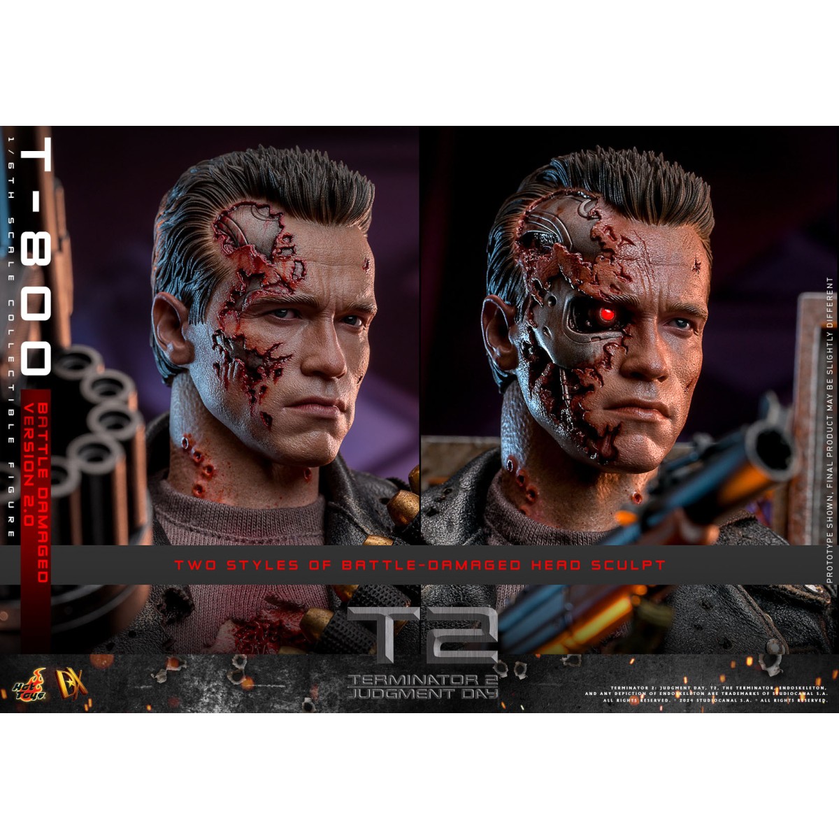 Hot Toys - Terminator 2: Il giorno del giudizio MMS 1/6 - T-800 danneggiato dalla battaglia V2.0