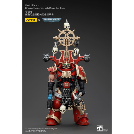 JoyToy Chaos Space Marines - Mangiamondo Khorne Berzerker con Berzerker lcon 1/18 - Warhammer 40K