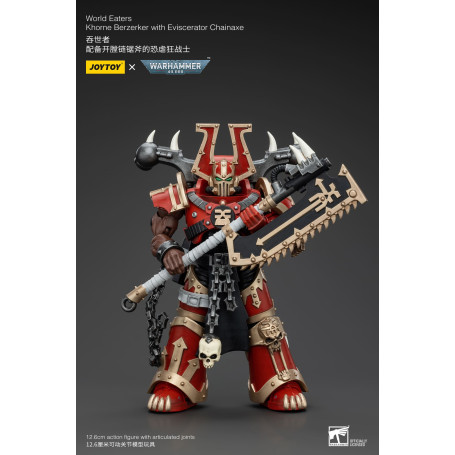 JoyToy Chaos Space Marines - Mangiamondo Khorne Berzerker con Eviscerator Chainaxe 1/18 - Warhammer 40K