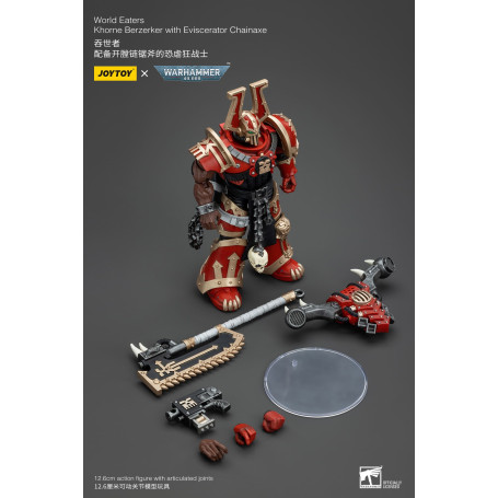 JoyToy Chaos Space Marines - Mangiamondo Khorne Berzerker con Eviscerator Chainaxe 1/18 - Warhammer 40K