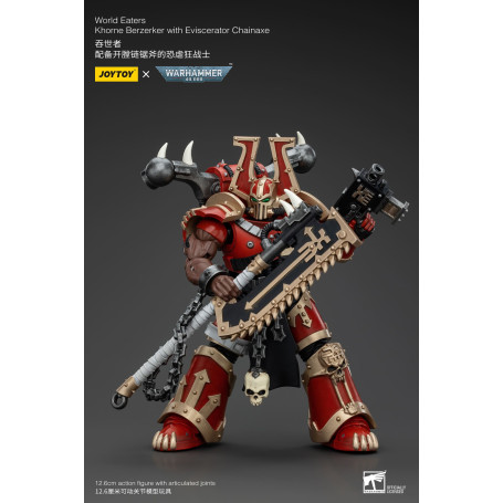 JoyToy Chaos Space Marines - Mangiamondo Khorne Berzerker con Eviscerator Chainaxe 1/18 - Warhammer 40K