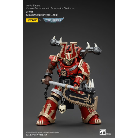 JoyToy Chaos Space Marines - Mangiamondo Khorne Berzerker con Eviscerator Chainaxe 1/18 - Warhammer 40K