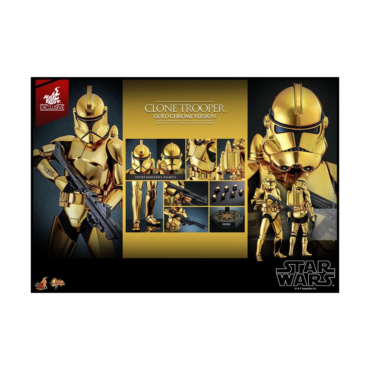 Hot toys Star Wars - Clone Trooper Versione Oro Cromo 1/6 Esclusiva della Fiera del Giocattolo