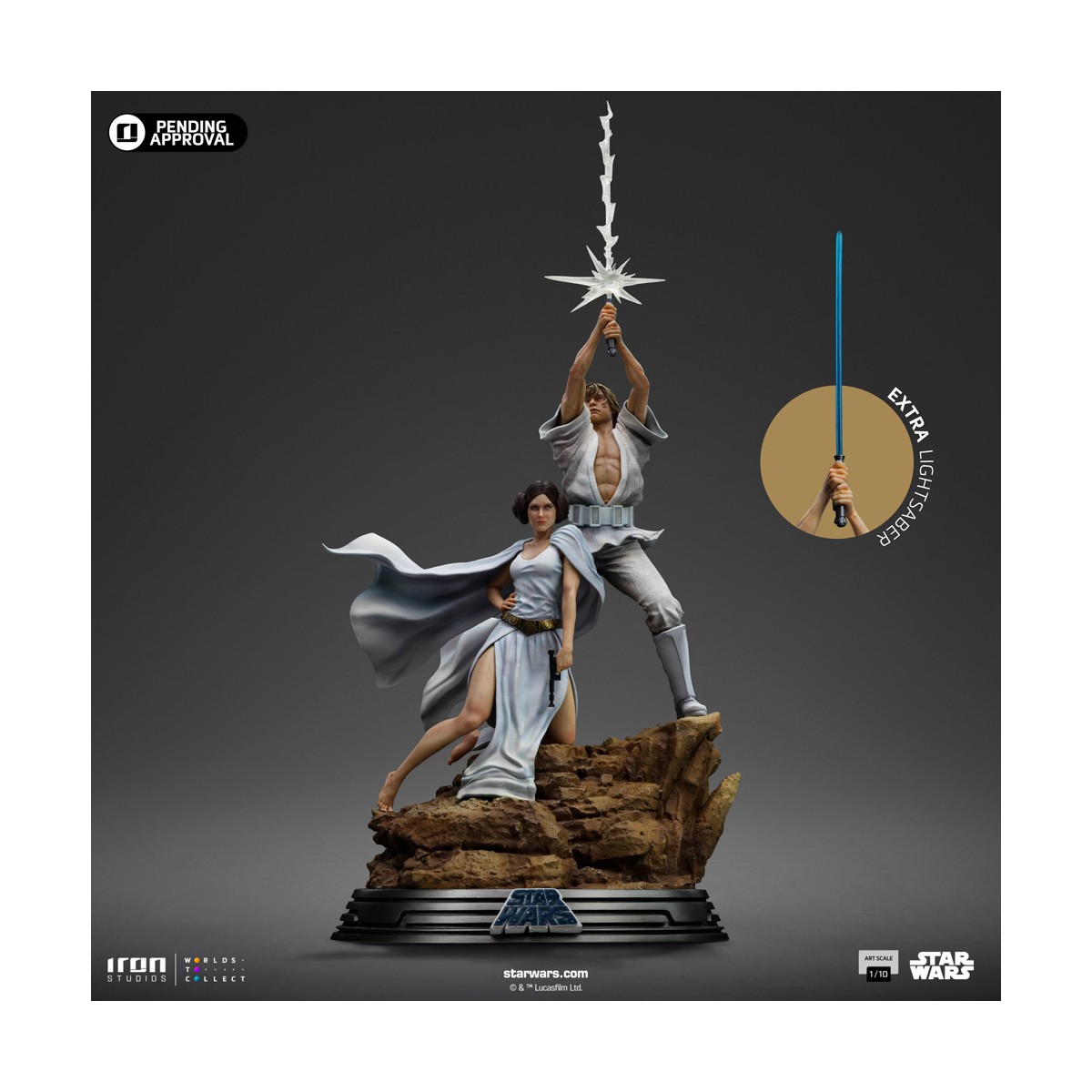 Iron Studios Star Wars - Poster cinematografico di Luke e Leia - Deluxe Art Scale 1/10