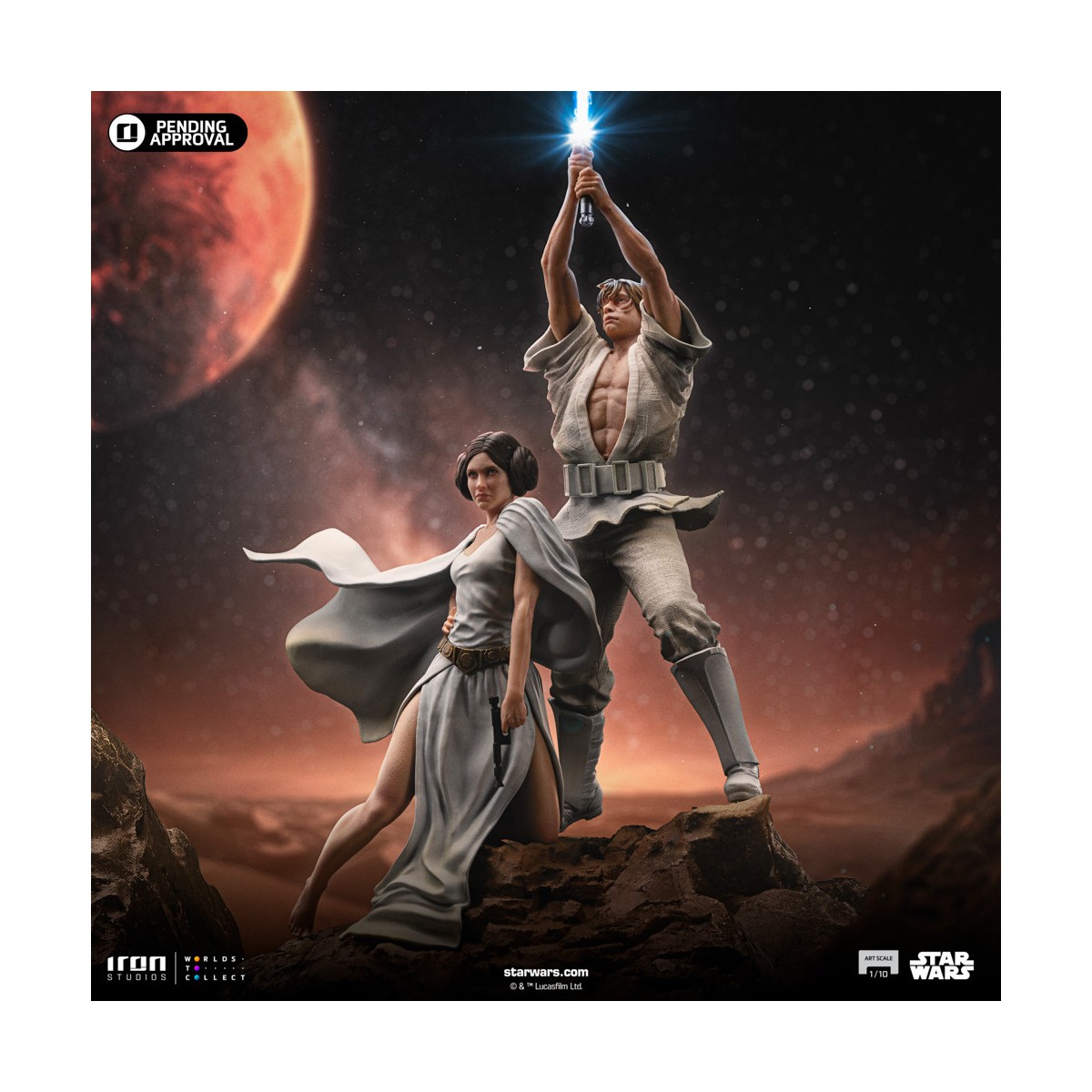 Iron Studios Star Wars - Poster cinematografico di Luke e Leia - Deluxe Art Scale 1/10