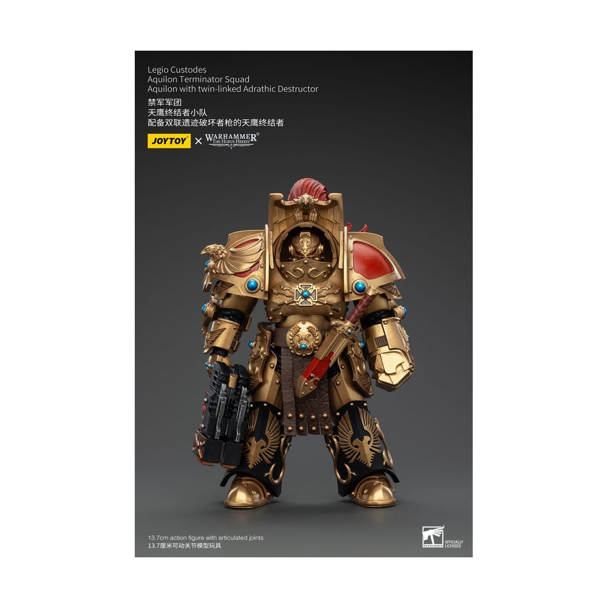 JoyToy Space Marines - Legio Custodes Aquilon Terminator Squad - Aquilon con Adrathic Destructor collegato a doppio filo