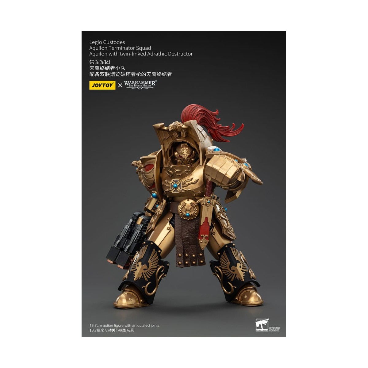 JoyToy Space Marines - Legio Custodes Aquilon Terminator Squad - Aquilon con Adrathic Destructor collegato a doppio filo
