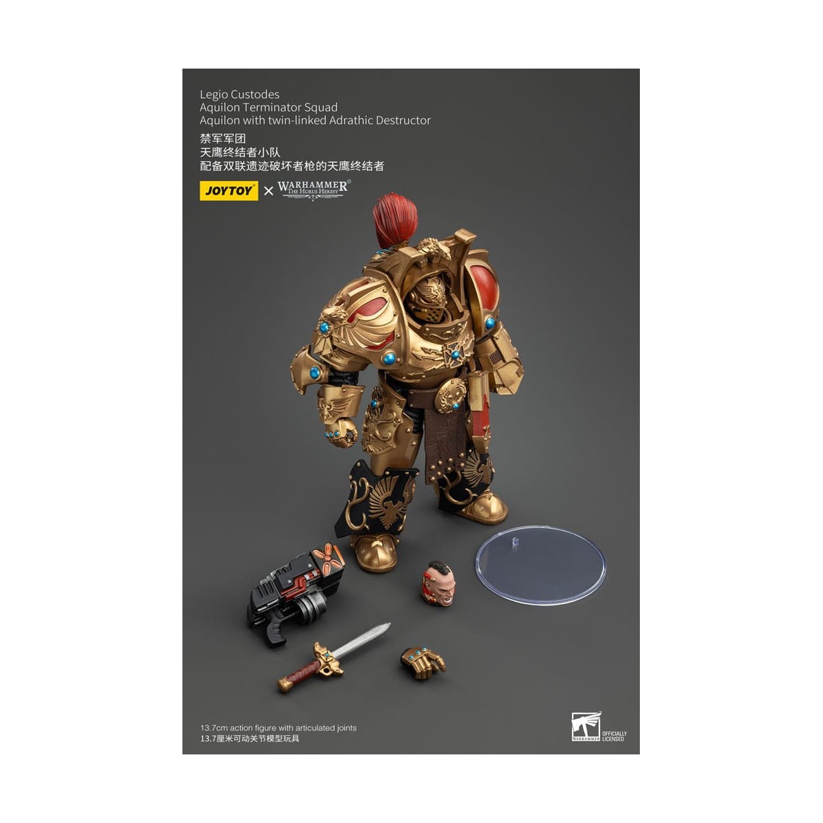 JoyToy Space Marines - Legio Custodes Aquilon Terminator Squad - Aquilon con Adrathic Destructor collegato a doppio filo