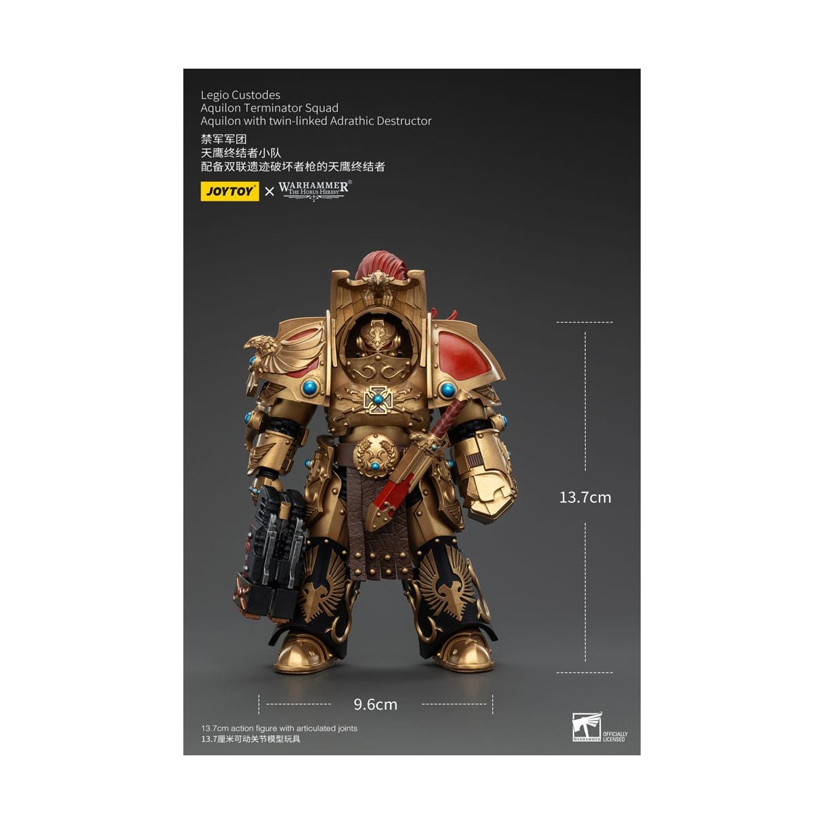 JoyToy Space Marines - Legio Custodes Aquilon Terminator Squad - Aquilon con Adrathic Destructor collegato a doppio filo