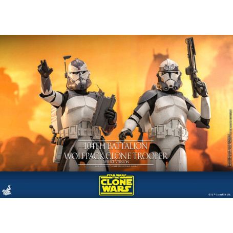 Hot Toys Star Wars - 104° Battaglione Wolfpack Clone Trooper Versione Deluxe - The Clone Wars 1/6