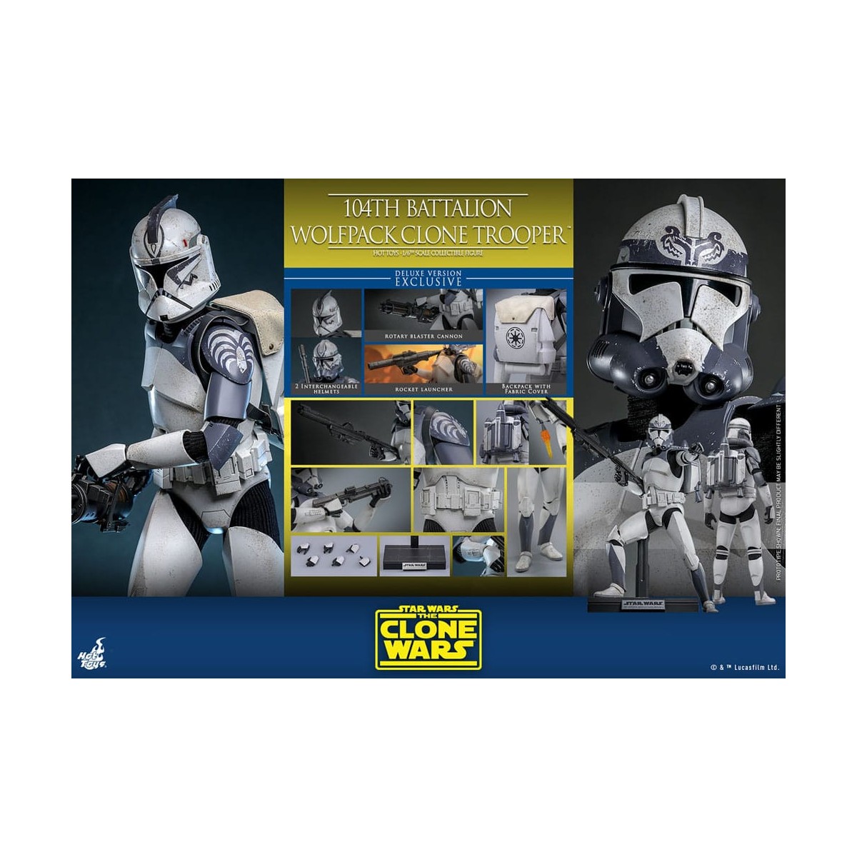 Hot Toys Star Wars - 104° Battaglione Wolfpack Clone Trooper Versione Deluxe - The Clone Wars 1/6