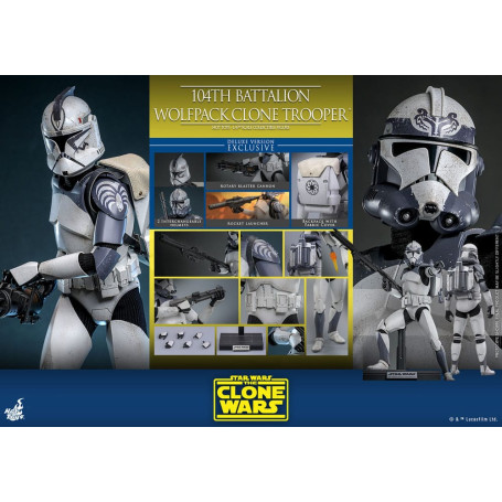 Hot Toys Star Wars - 104° Battaglione Wolfpack Clone Trooper Versione Deluxe - The Clone Wars 1/6