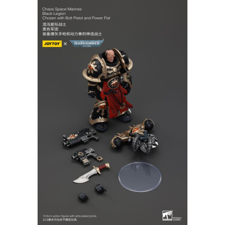 JoyToy Space Marine - Legione Nera - Scelto con Pistola Bolt e Pugno di Potere 1/18 - Warhammer 40K