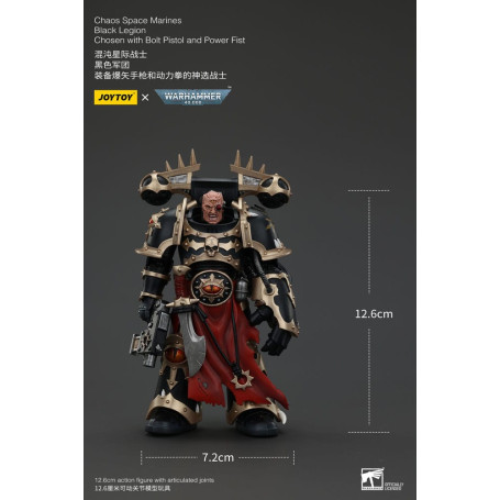 JoyToy Space Marine - Legione Nera - Scelto con Pistola Bolt e Pugno di Potere 1/18 - Warhammer 40K