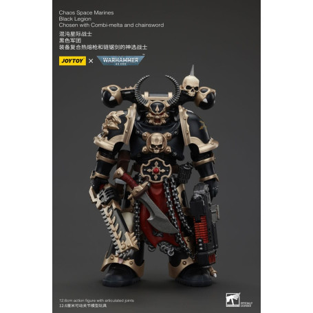 JoyToy Space Marine - Legione Nera - Scelto con Combi-melta e spada a catena 1/18 - Warhammer 40K