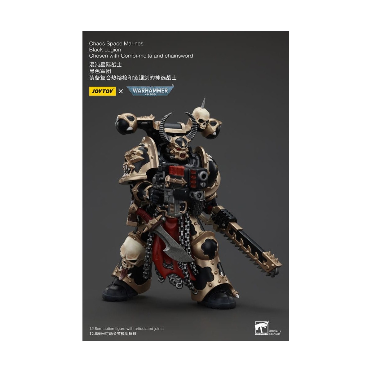 JoyToy Space Marine - Legione Nera - Scelto con Combi-melta e spada a catena 1/18 - Warhammer 40K