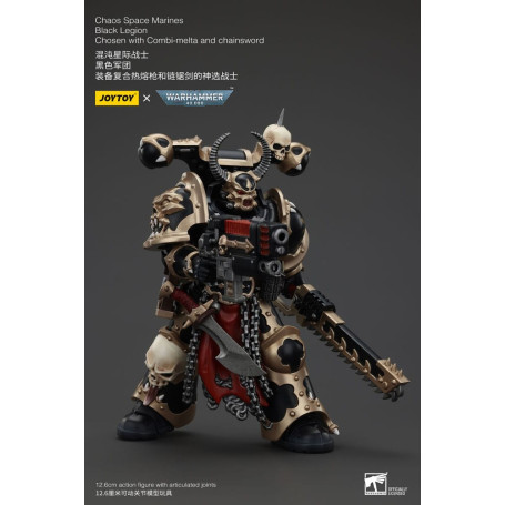 JoyToy Space Marine - Legione Nera - Scelto con Combi-melta e spada a catena 1/18 - Warhammer 40K