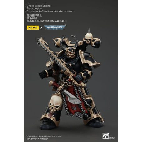 JoyToy Space Marine - Legione Nera - Scelto con Combi-melta e spada a catena 1/18 - Warhammer 40K