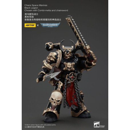 JoyToy Space Marine - Legione Nera - Scelto con Combi-melta e spada a catena 1/18 - Warhammer 40K