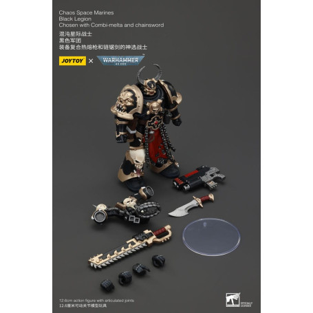 JoyToy Space Marine - Legione Nera - Scelto con Combi-melta e spada a catena 1/18 - Warhammer 40K