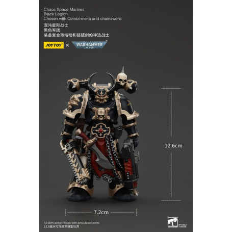 JoyToy Space Marine - Legione Nera - Scelto con Combi-melta e spada a catena 1/18 - Warhammer 40K