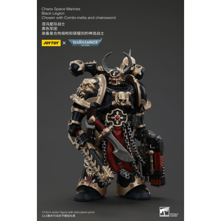 JoyToy Space Marine - Legione Nera - Scelto con Combi-melta e spada a catena 1/18 - Warhammer 40K