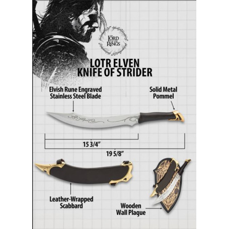 United Cutlery - Pugnale elfico di Aragorn 1/1 - Il Signore degli Anelli