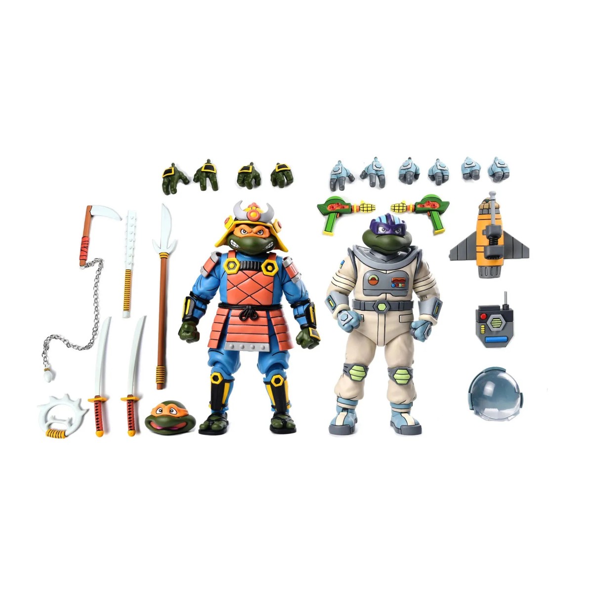 NECA - Avventura spaziale Donatello e avventura samurai Michelangelo - Cartone animato TMNT
