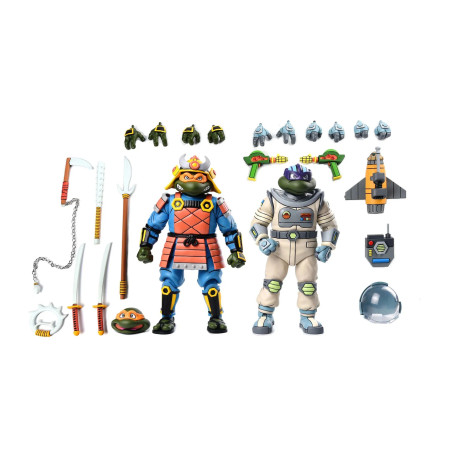 NECA - Avventura spaziale Donatello e avventura samurai Michelangelo - Cartone animato TMNT