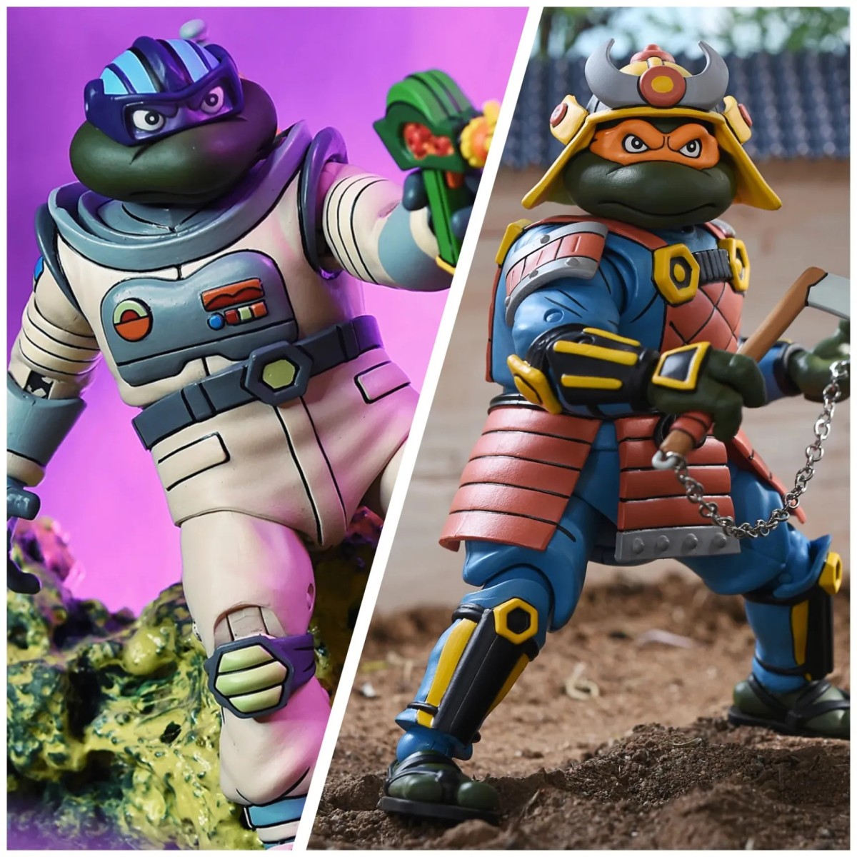 NECA - Avventura spaziale Donatello e avventura samurai Michelangelo - Cartone animato TMNT