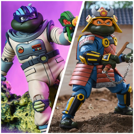 NECA - Avventura spaziale Donatello e avventura samurai Michelangelo - Cartone animato TMNT