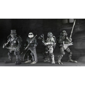 NECA - Confezione 4 figurine Turtles Black & White - Universal Monsters x TMNT