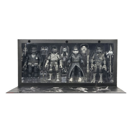 NECA - Confezione 4 figurine Turtles Black & White - Universal Monsters x TMNT